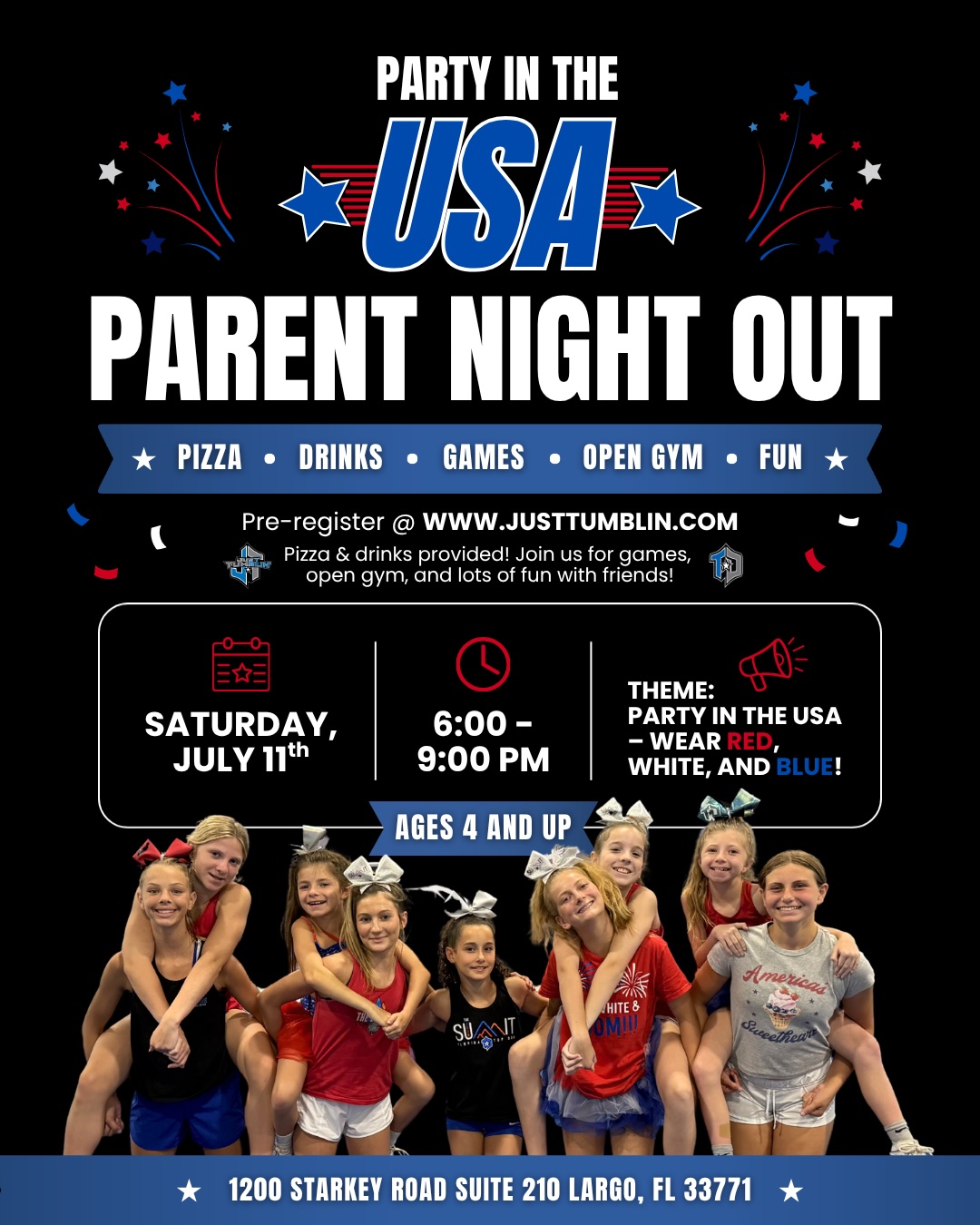 Read more about the article Parent Night Out! July 11th~ Party in the USA Theme!